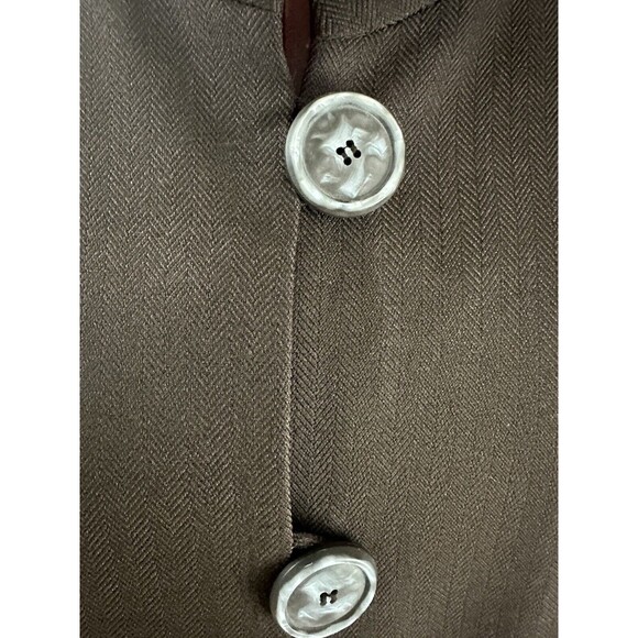 PERCEPTIONS PETITE Size 8 8P Brown 2 Button Blazer Shoulder Pads Long Sleeve - Picture 11 of 11